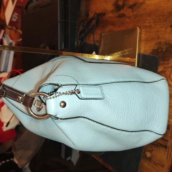 Coach Chelsea Vintage Turnlock Shoulderbag 8A39. Light Blue Full-grain Leather. - Picture 11 of 16